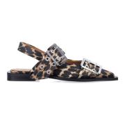 Leopard Satin Feminine Buckle Ballerinas