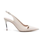 Beige Slingback Skulptur Hæl Sko