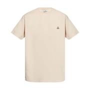 Beige Crew Neck Kortermet Topp