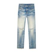 Blå Stretch-Bomull Denim Tapered Jeans