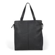 Svart skinn tote bag unisex stil