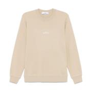 Beige Ribbed Crew Neck Sweater