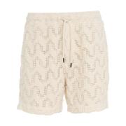 Beige Crochet Shorts for Menn