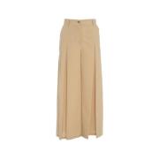 Beige Bomull Culottes Stilige Bukser