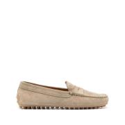 Beige Semsket Slip-On Flate Sko