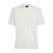 Hvit Bomull Silke Crew Neck T-skjorte