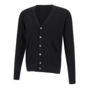 Svart Merinoull Cardigan Sweater