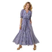 Navy Estella Kjole med Elegant Print