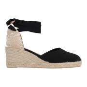 Sort Canvas Espadrilles med Ankelsnor