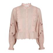 Rose Broderi Peplum Bluse