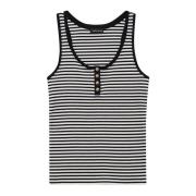 Moderne Henley-inspirert tanktopp i svart/creme