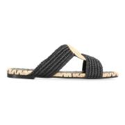 Raffia Square Toeline Slides