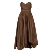 Brun Taffeta Midi Kjole Korsett