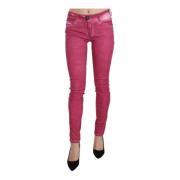 Chic Pink Mid Waist Skinny Pants