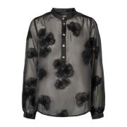 Elegant Blomsterbluse Svart