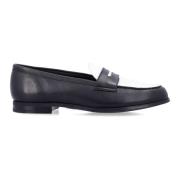 To-farget Skinnloafers Svart Elfenben