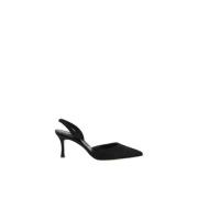 Silkesateng Slingback Pumps med Plissert Design