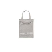 Beige Canvas Shopper Bag med Glidelåslomme