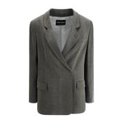 Satin Dobbeltspent Blazer med Notched Revers