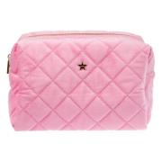 Fløyelskvadratisk Quilted Make-Up Pung Stor Bubblegum Rosa