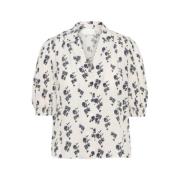 Vintage-inspirert Blomsterbluse - Krem