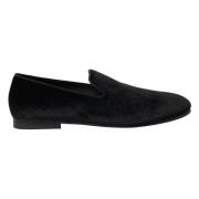 Elegant Svart Fløyel Loafers