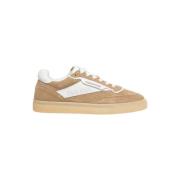 Beige Skinn Sneakers med Unik Hældetalj