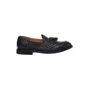 Svart Flettet Skinn Loafers