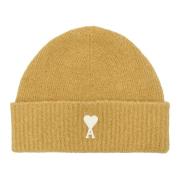 Sennep Alpakka Beanie med Hvit Patch