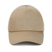 Beige Bomull Lin Baseball Cap