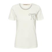 Elegant Brodert T-skjorte Off White