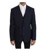 Blå Slim Fit Blazer med Vest