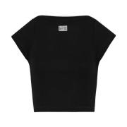 Sort Bomull Crop Baby Tee