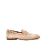 Beige Skinnloafer med Semsket Såle