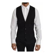 Klassisk Svart Ull Slim Fit Vest