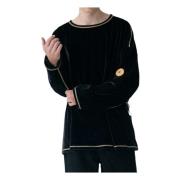 Svart Oversized Velour Pullover Genser