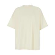 Beige Crew Neck T-skjorte med Mini Patch