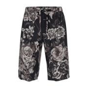 Silke Bermuda Shorts Svart Hvit