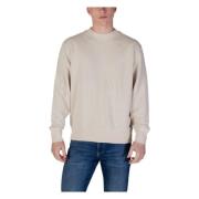 Beige Langermet Sweatshirt Rund Hals