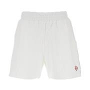 Logo Brodert Hvite Bomullsshorts