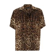 Leopard Print Cuban Collar Bowling Shirt