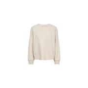 Grundleggende Ecru Sweatshirt med Subtile Broderier