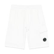 Hvite Cargo Shorts Elastisk Midje Lommer