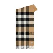 Vintage Check Cashmere Skjerf med Frynser