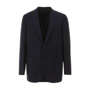 Elegant Blå Ull Blazer