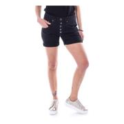 Svarte Denimknappshorts