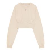 Beige Cropped Bomullsgenser