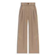 Beige Wide Leg Bukser