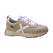 Beige Micro-perforerte Sneakers med Semsket Detaljer