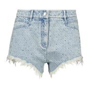 Denim Shorts med Rhinestone Detaljer